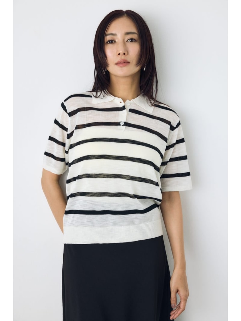 Rakuten - 【SALE／20%OFF】シアーポロニットトップス AZUL BY MOUSSY アズールバイマウジー トップス ニット ブラウン ホワイト ネイビー【RBA_E】[Rakuten Fashion]