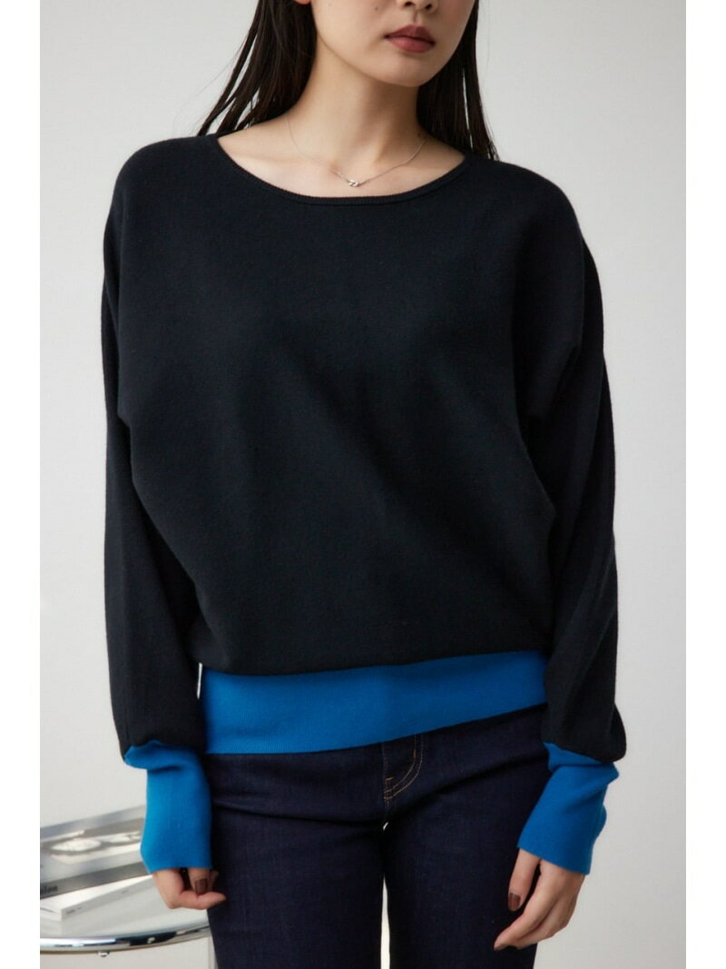 バイカラードルマンニットプルオーバー AZUL BY MOUSSY アズールバイマウジー トップス ニット ブラック ネイビー グレー【送料無料】[Rakuten Fashion]のサムネイル