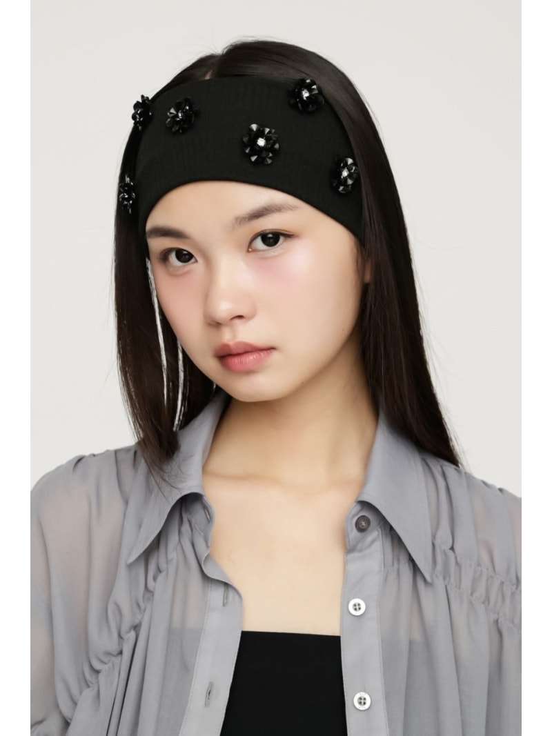 FLOWER SPARKLY HAIR BAND SLY スライ 帽子 その他の帽子 ブラック グレー【送料無料】[Rakuten Fashion]
