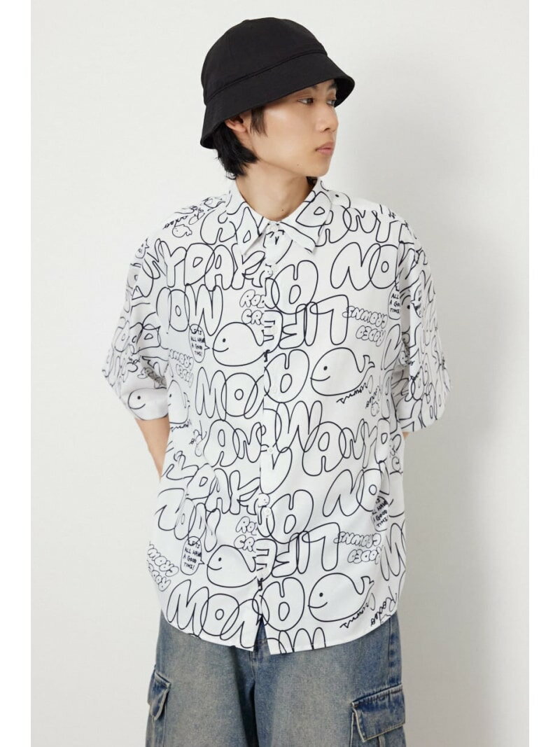 Rakuten - 【SALE／10%OFF】ドローイングホエールシャツ RODEO CROWNS WIDE BOWL ロデオクラウンズワイドボウル トップス シャツ・ブラウス ブラック ホワイト【RBA_E】【送料無料】[Rakuten Fashion]