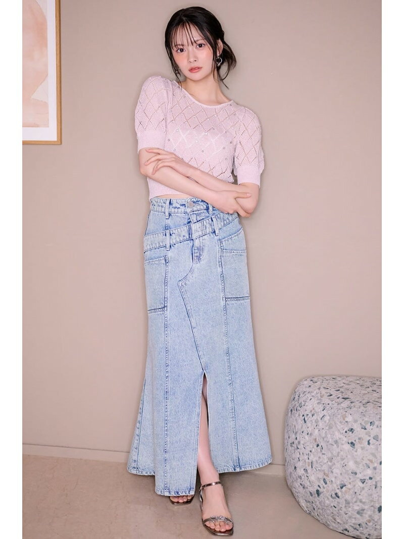 【AKB48 伊藤百花さん着用アイテム】ダブルベルトマーメイドデニムスカート rienda リエンダ スカート その他のスカート【送料無料】[Rakuten Fashion]