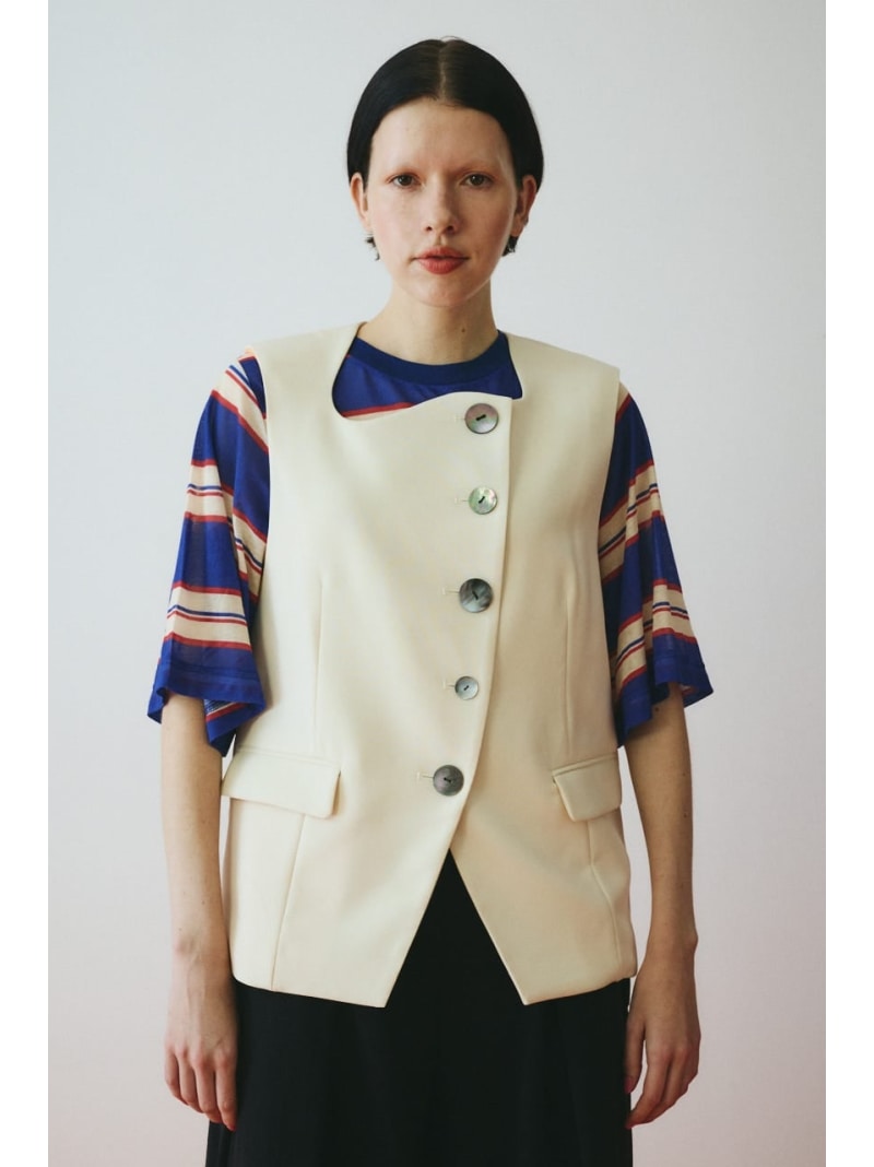 Rakuten - Wave neck vest HeRIN.CYE ヘリンドットサイ トップス ベスト・ジレ ホワイト【送料無料】[Rakuten Fashion]