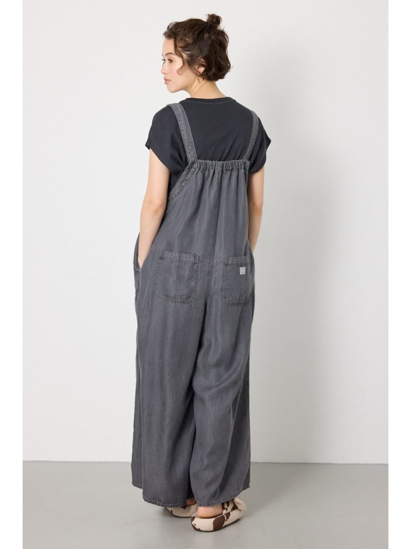 Thickness Denim Gathered Jumpsuit RODEO CROWNS WIDE BOWL All-in-One Overalls Jumpsuit Black Beige [Free Shipping] [Rakuten Fashion]