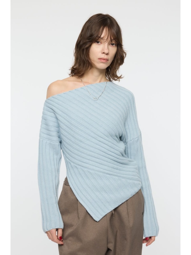 Rakuten - 【SALE／50%OFF】ASYMMETRY RIB ニット MOUSSY マウジー トップス ニット ブラック イエロー グレー【RBA_E】【送料無料】[Rakuten Fashion]