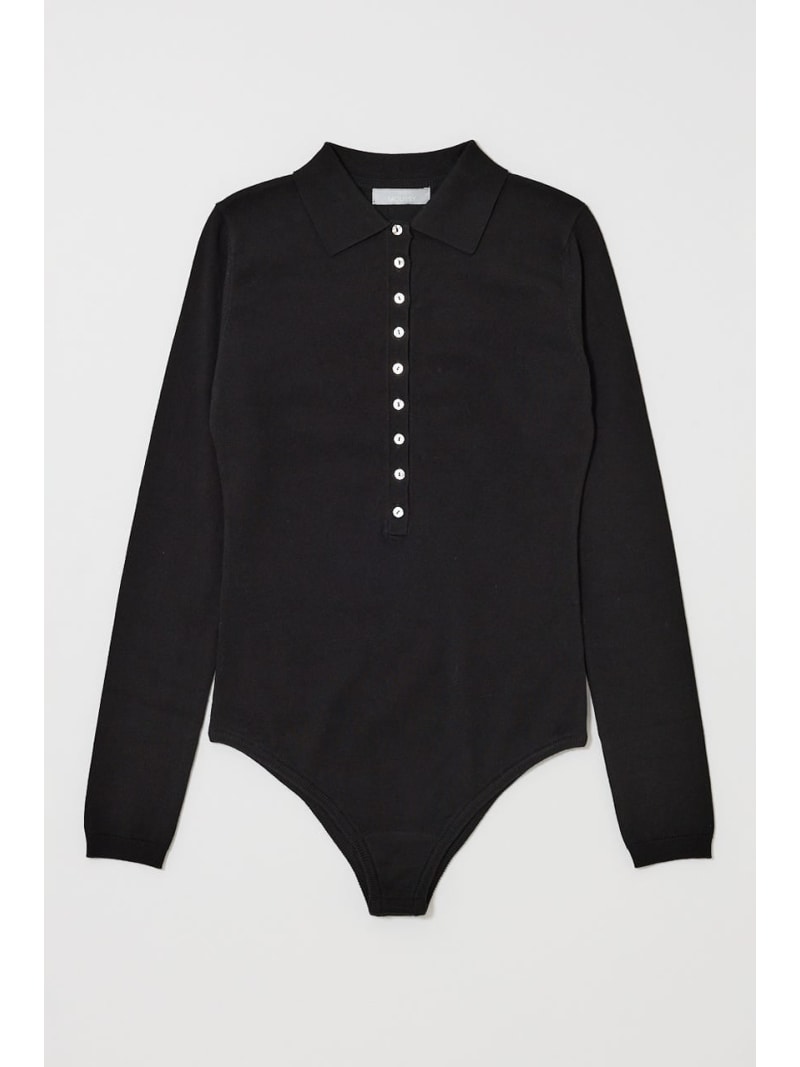 樂天商城 - 【SALE／50%OFF】WITH COLLAR KNIT ボディースーツ MOUSSY マウジー トップス ニット ブラック【RBA_E】【送料無料】[Rakuten Fashion]