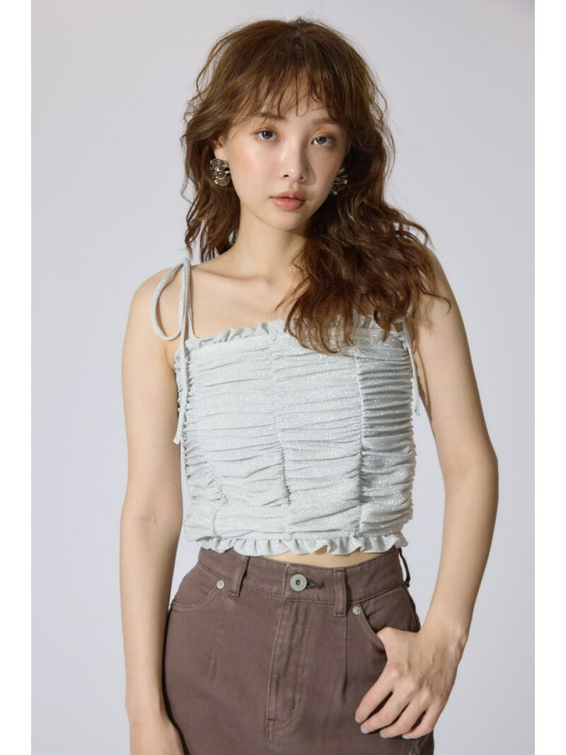 2WAYギャザーキャミトップス rienda リエンダ トップス キャミソール グリーン ホワイト ブラック【送料無料】[Rakuten Fashion]のサムネイル