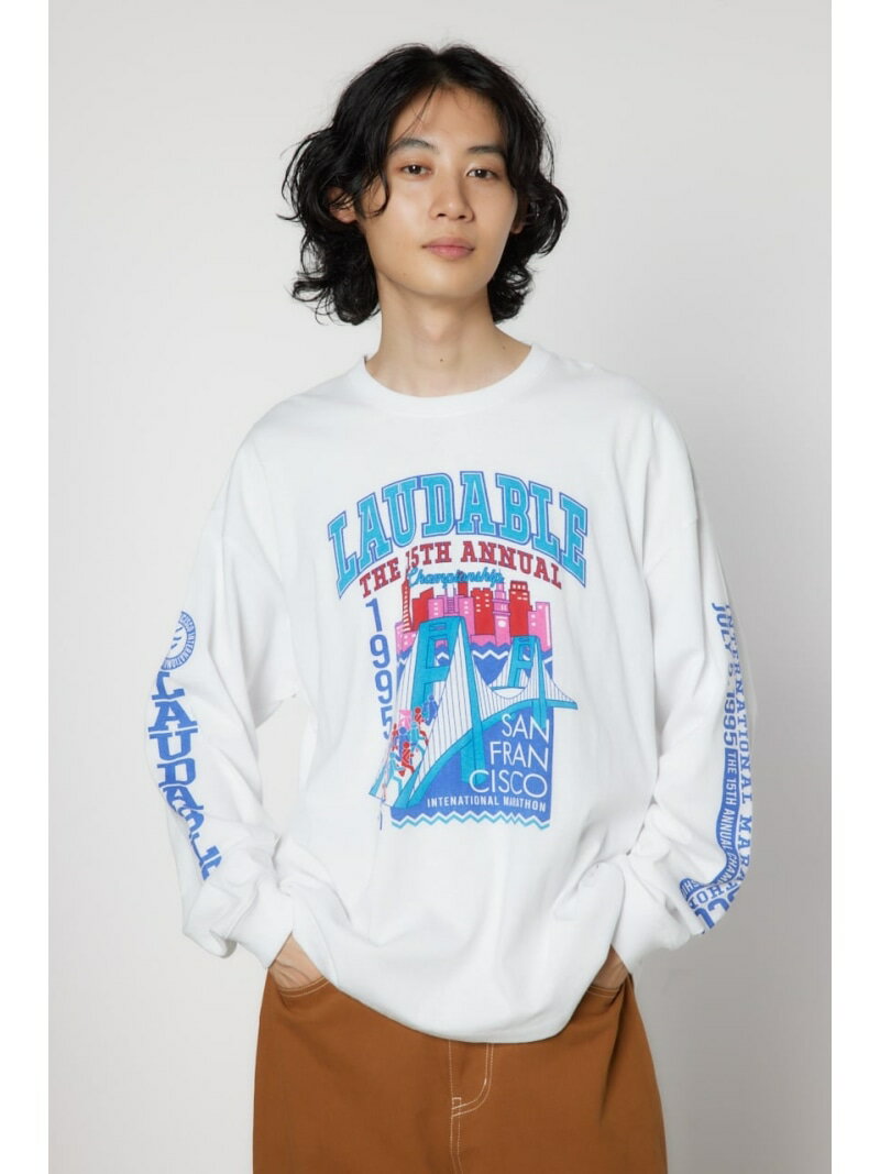 【SALE／50%OFF】LAUDABLE L/S Tee RODEO CROWNS WIDE BOWL ロデオクラウンズワイドボウル トップス カットソー・Tシャツ ブラック ホワイト【RBA_E】[Rakuten Fashion]