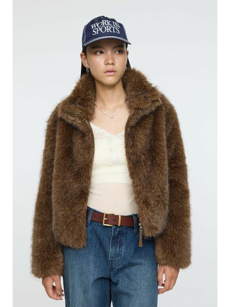 【otonaMUSE掲載】F/FUR STAND COLLAR ジャケット MOUSSY マウジー ジャケット・アウター ブルゾン・ジャンパー ブラウン ベージュ グレー【送料無料】[Rakuten Fashion]のサムネイル