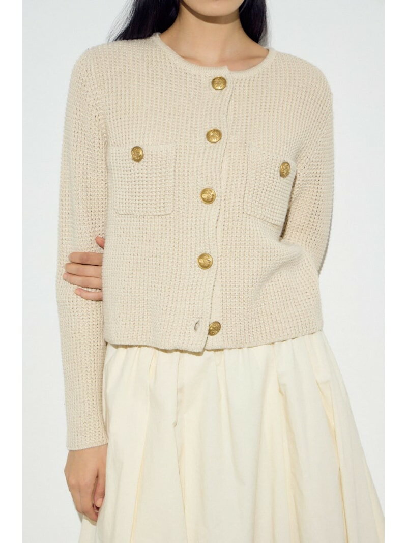 クルーネックツイードライクニットジャケット AZUL BY MOUSSY アズールバイマウジー トップス カーディガン ネイビー ブラック【送料無料】[Rakuten Fashion]