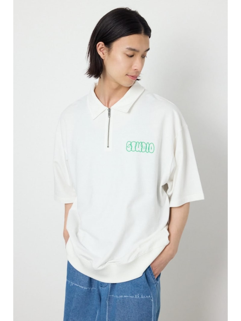 ライトスウェットZIPポロシャツ RODEO CROWNS WIDE BOWL ロデオクラウンズワイドボウル トップス カットソー・Tシャツ ピンク ホワイト ブラック【送料無料】[Rakuten Fashion]