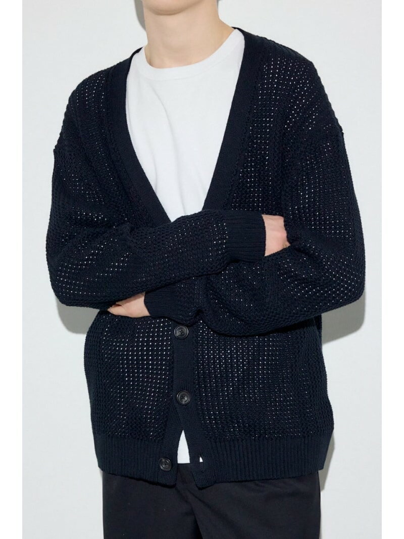 ニットメッシュカーディガン AZUL BY MOUSSY アズールバイマウジー トップス カーディガン ベージュ ブラック【送料無料】[Rakuten Fashion]