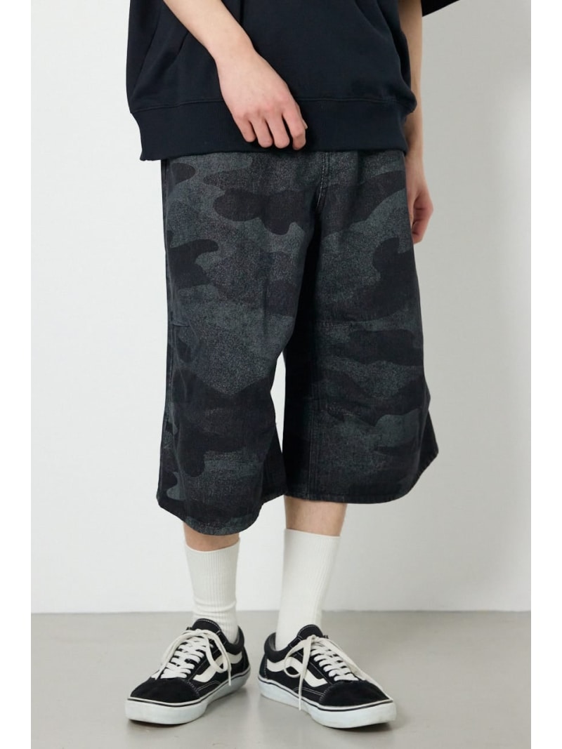 カモフラデニムバミューダパンツ RODEO CROWNS WIDE BOWL ロデオクラウンズワイドボウル パンツ ジーンズ・デニムパンツ ブラック【送料無料】[Rakuten Fashion]