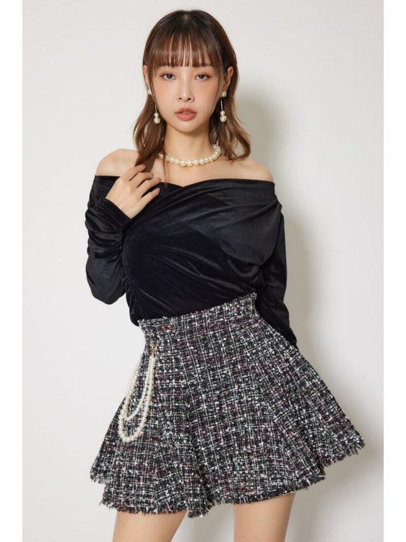 ソフティーカットオフショルトップス rienda リエンダ トップス カットソー・Tシャツ ブラック ピンク ブラウン【送料無料】[Rakuten Fashion]