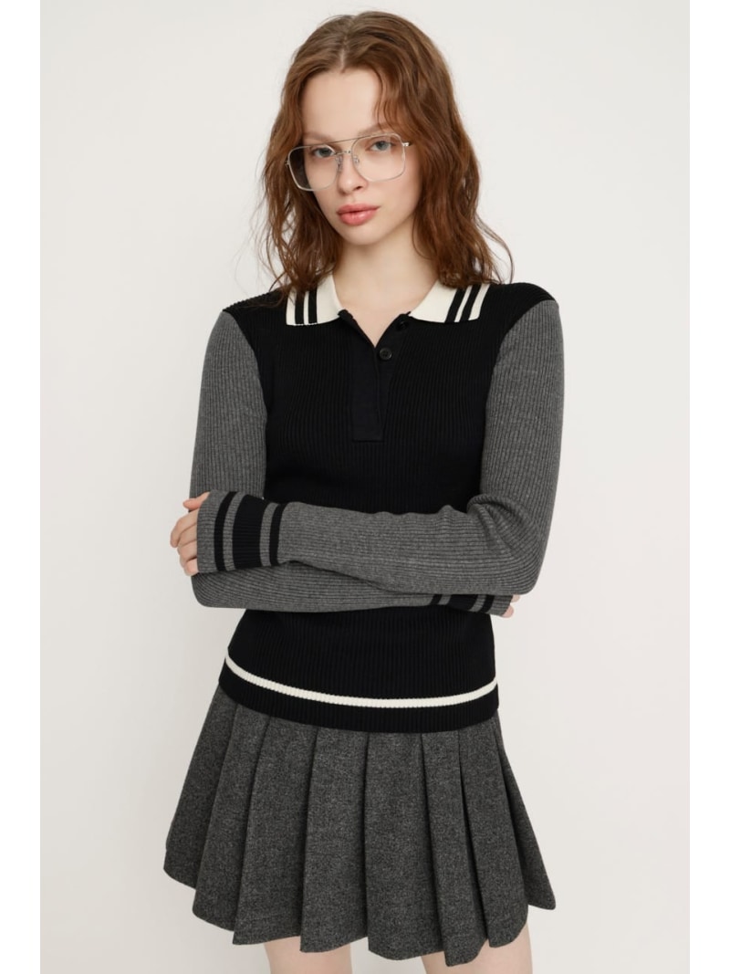 樂天商城 - 【SALE／20%OFF】BICOLOR KNIT トップス SLY スライ トップス ニット ブラック レッド ネイビー【RBA_E】【送料無料】[Rakuten Fashion]