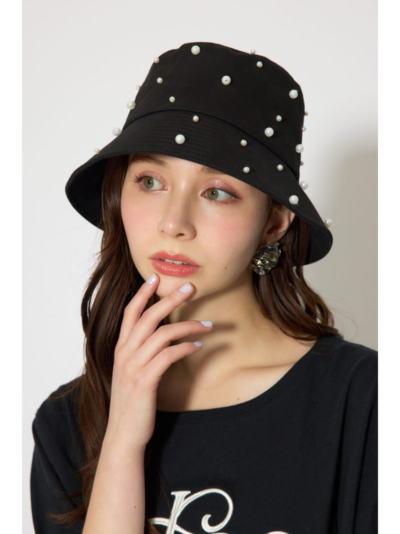 Rakuten - フェイクパールバケットハット rienda リエンダ 帽子 その他の帽子 ブラック【送料無料】[Rakuten Fashion]