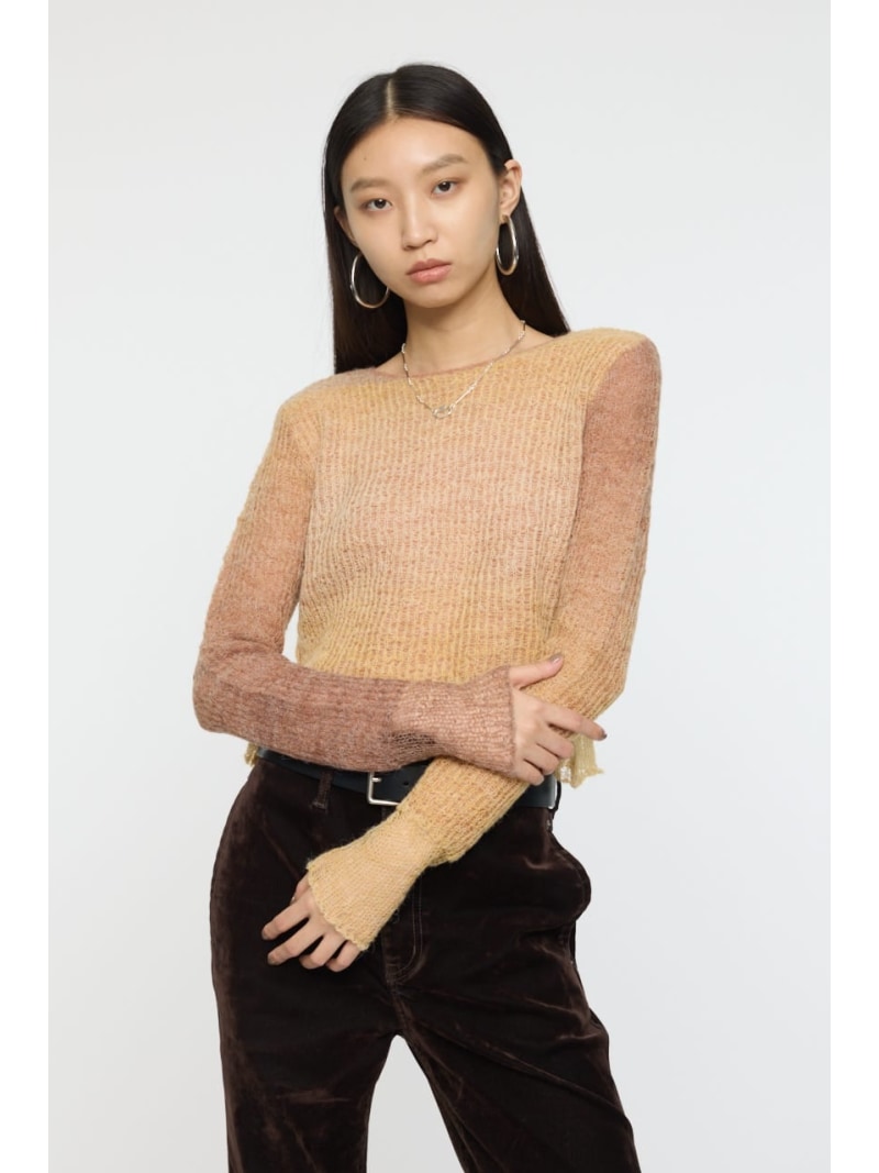 【SALE／50%OFF】GRADATION CROPPED KNIT トップス MOUSSY マウジー トップス ニット ベージュ【RBA_E】【送料無料】[Rakuten Fashion]