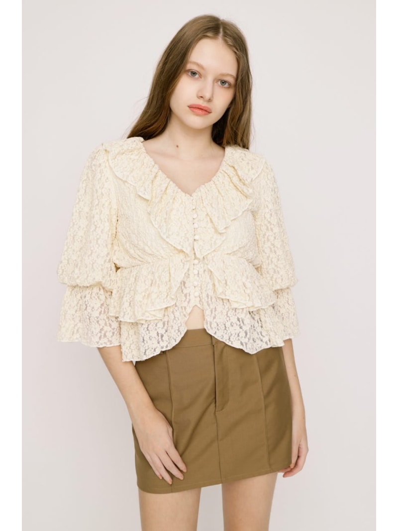 樂天商城 - CUT LACE RUFFLE ブラウス SLY スライ トップス シャツ・ブラウス ブラウン【送料無料】[Rakuten Fashion]