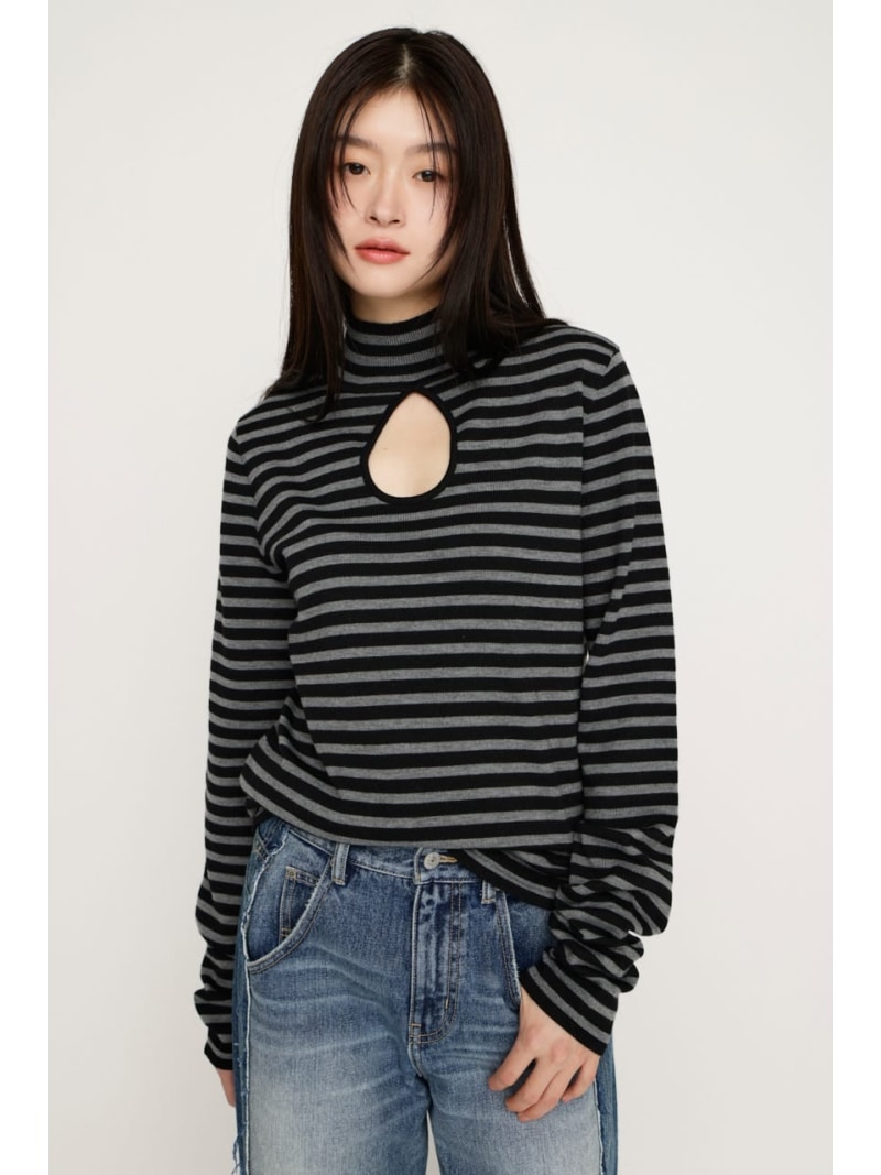 H/N KNIT チュニック SLY スライ トップス ニット グレー ブラック【送料無料】[Rakuten Fashion]