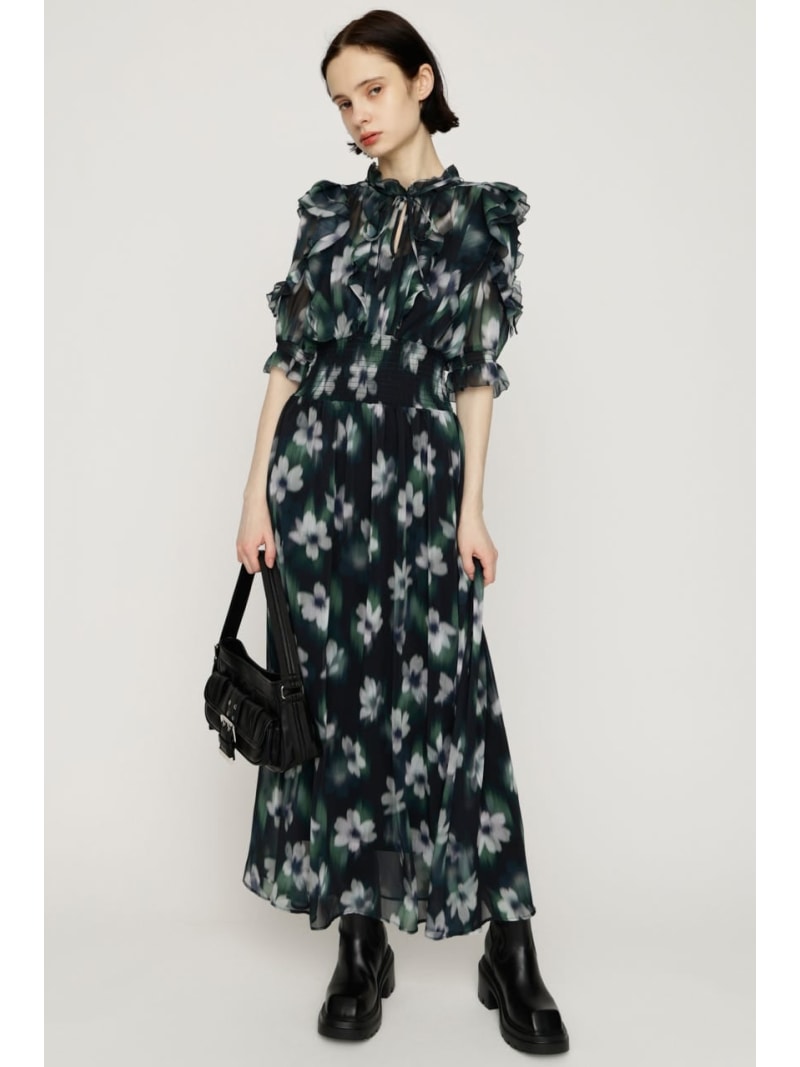 BLUR FLOWER LONG ワンピース SLY スライ ワンピース ドレス ワンピース ブラック ブラウン【送料無料】 Rakuten Fashion