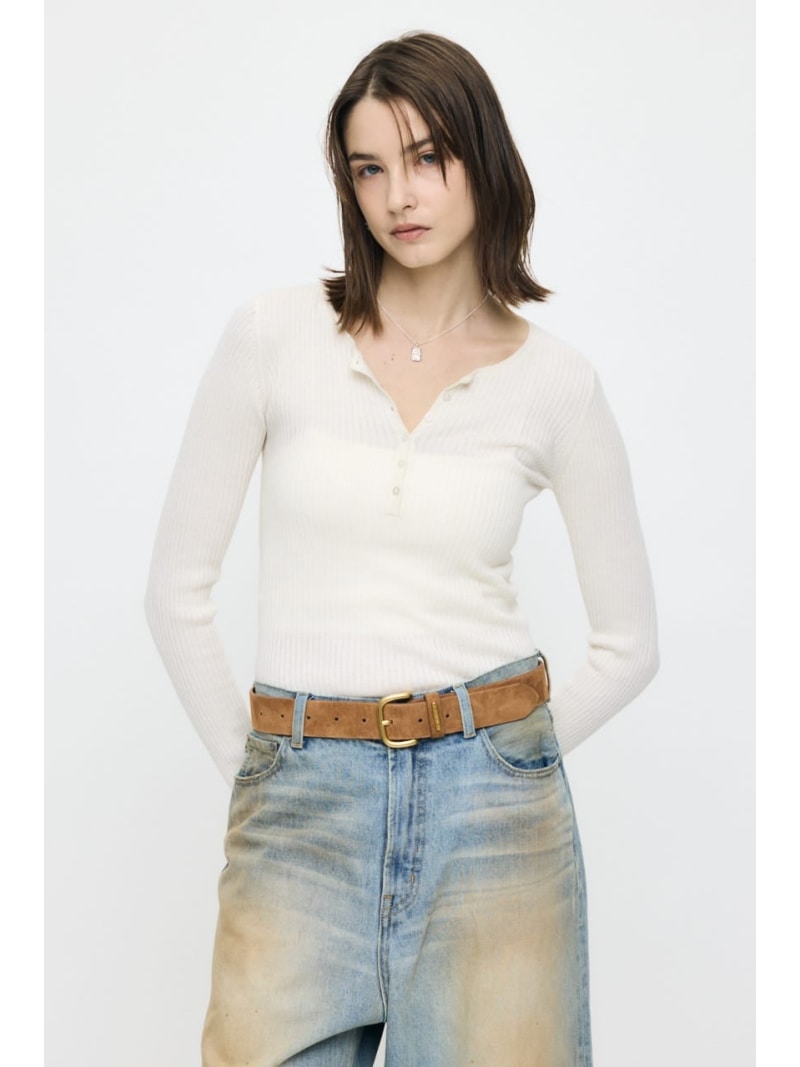 【SALE／10%OFF】CALM TOUCH HENRY NECK トップス MOUSSY マウジー トップス ニット ホワイト グレー ネイビー ピンク【RBA_E】【送料無料】[Rakuten Fashion]