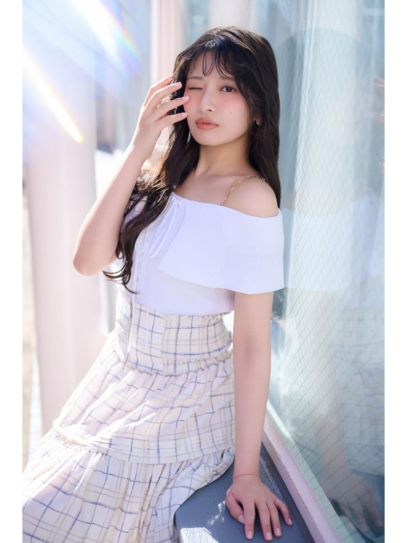 Rakuten - 【AKB48 行天優莉奈さん着用アイテム】レースアップオフショルニットトップス rienda リエンダ トップス ニット ホワイト ブラック レッド【送料無料】[Rakuten Fashion]