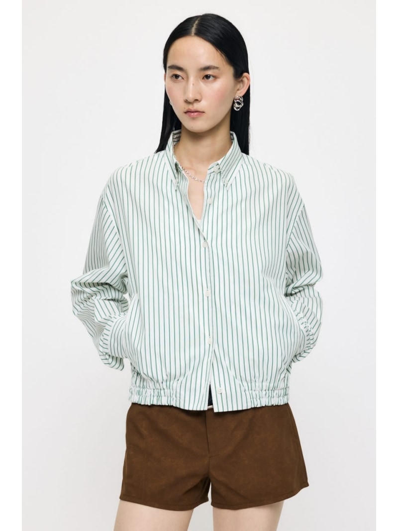 樂天商城 - BUTTON DOWN SHIRT ブルゾン MOUSSY マウジー トップス シャツ・ブラウス ネイビー ホワイト【送料無料】[Rakuten Fashion]