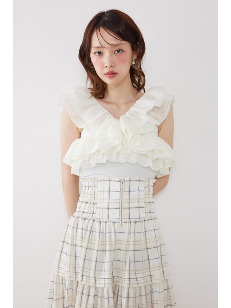 Rakuten - オフショルフリルカットトップス rienda リエンダ トップス カットソー・Tシャツ イエロー ブラック ホワイト【送料無料】[Rakuten Fashion]