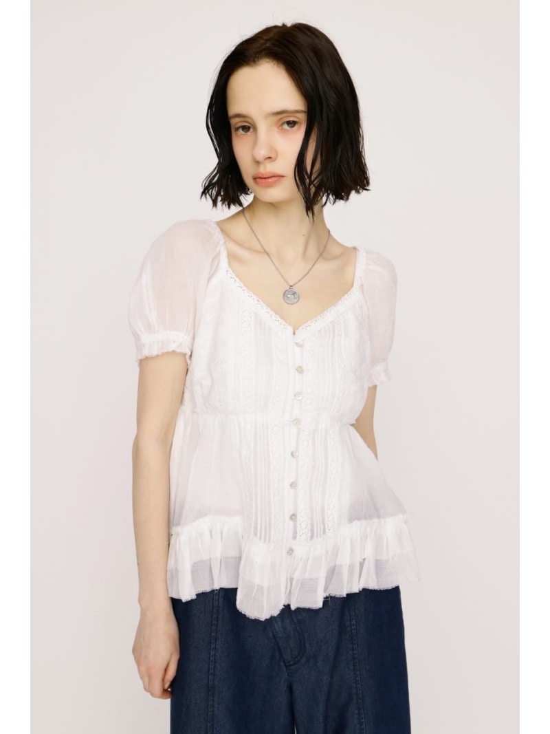 Rakuten - BABY DOLL COTTON ブラウス SLY スライ トップス シャツ・ブラウス ホワイト イエロー ブラック【送料無料】[Rakuten Fashion]