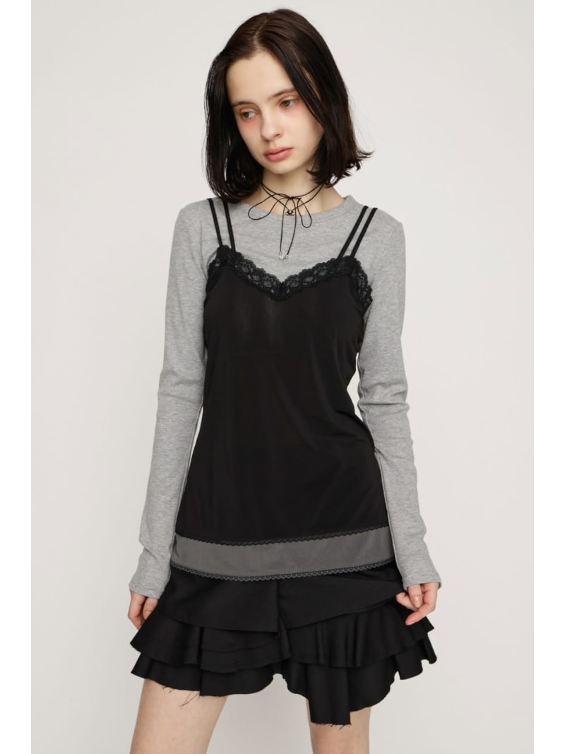Rakuten - CAMI LAYERED C/N トップス SLY スライ トップス カットソー・Tシャツ ブラック ピンク【送料無料】[Rakuten Fashion]