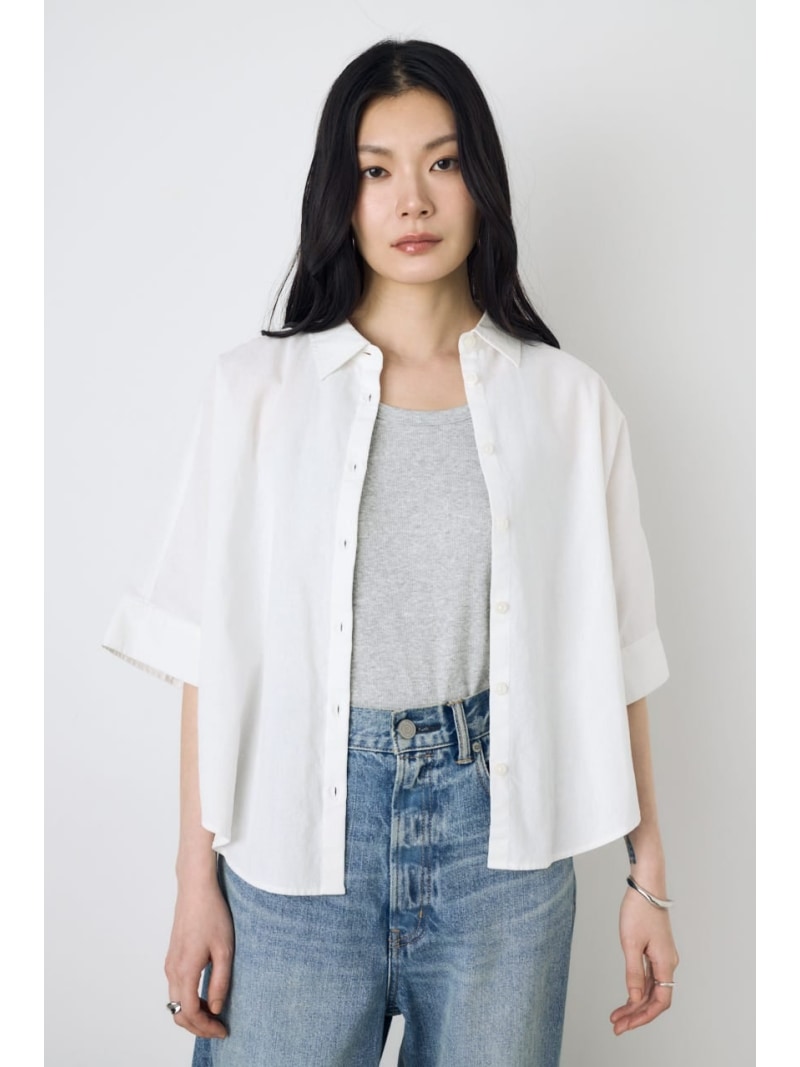 【接触冷感】フレンチリネンCOOLMAXショートドルマンシャツ AZUL BY MOUSSY アズールバイマウジー トップス シャツ ブラウス ホワイト ブラック【送料無料】 Rakuten Fashion