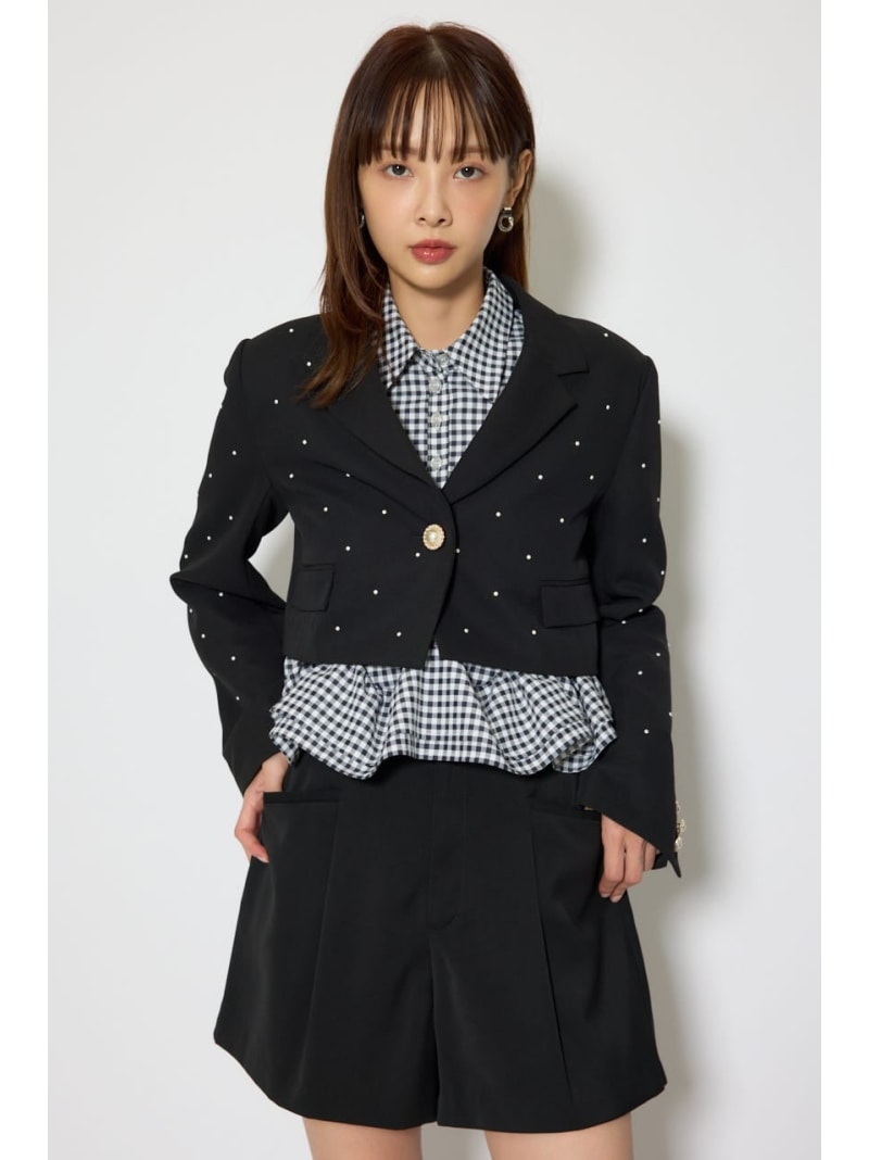 Rakuten - 【森香澄さん着用】パール付きシングルショートテーラードジャケット rienda リエンダ ジャケット・アウター その他のジャケット・アウター ブラック イエロー ネイビー【送料無料】[Rakuten Fashion]