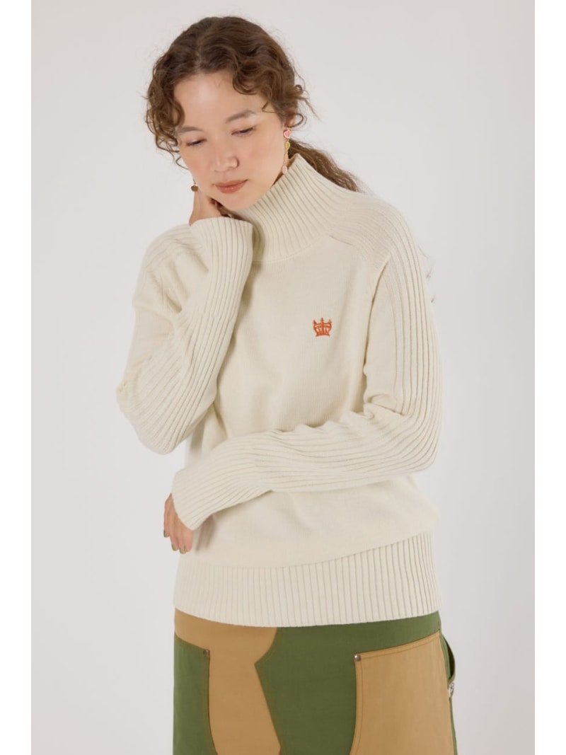 アームリブニットトップス RODEO CROWNS WIDE BOWL ロデオクラウンズワイドボウル トップス ニット ブラック ホワイト【送料無料】[Rakuten Fashion]