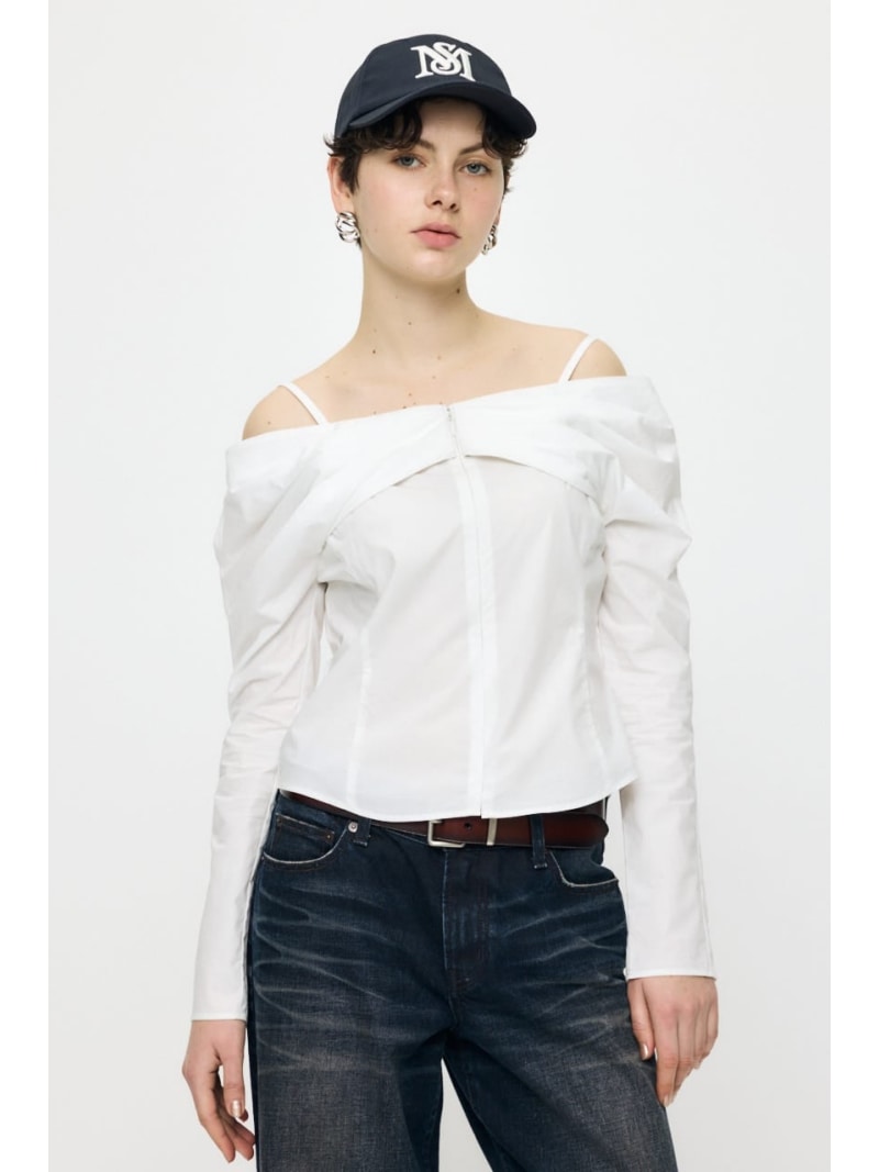 【SALE／30%OFF】RIBBON OFF SHOULDER ブラウス MOUSSY マウジー トップス その他のトップス ホワイト ネイビー【RBA_E】【送料無料】[Rakuten Fashion]