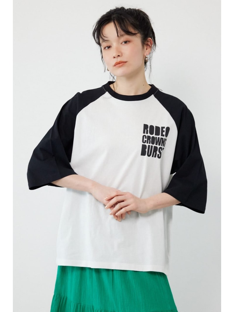 【SALE／10%OFF】Ink Logo ラグランTシャツ RODEO CROWNS WIDE BOWL ロデオクラウンズワイドボウル トップス カットソー・Tシャツ ホワイト ブラック【RBA_E】[Rakuten Fashion]