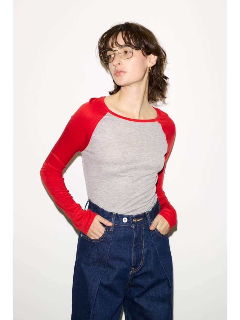 Rakuten - 【THROW】FINE TOUCH RAGLAN L/S トップス SLY スライ トップス カットソー・Tシャツ レッド ネイビー【送料無料】[Rakuten Fashion]