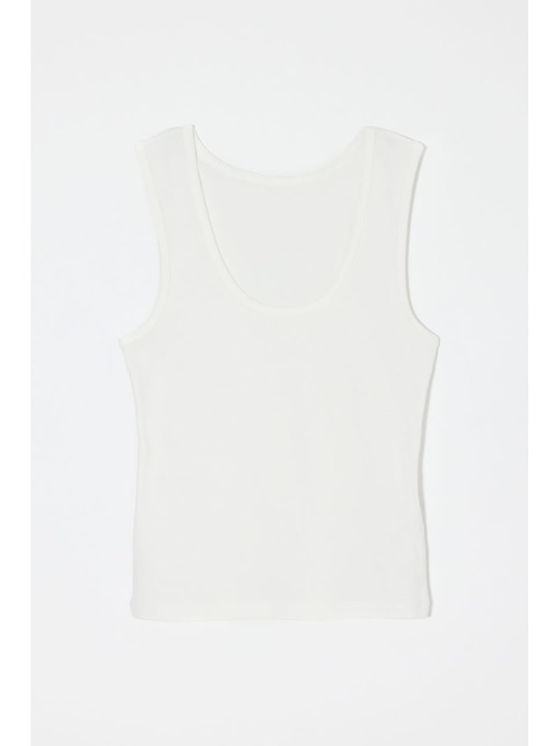 Rakuten - SUVIN GIZA SCOOP NECK タンク MOUSSY マウジー トップス ノースリーブ・タンクトップ ブラック ホワイト【送料無料】[Rakuten Fashion]