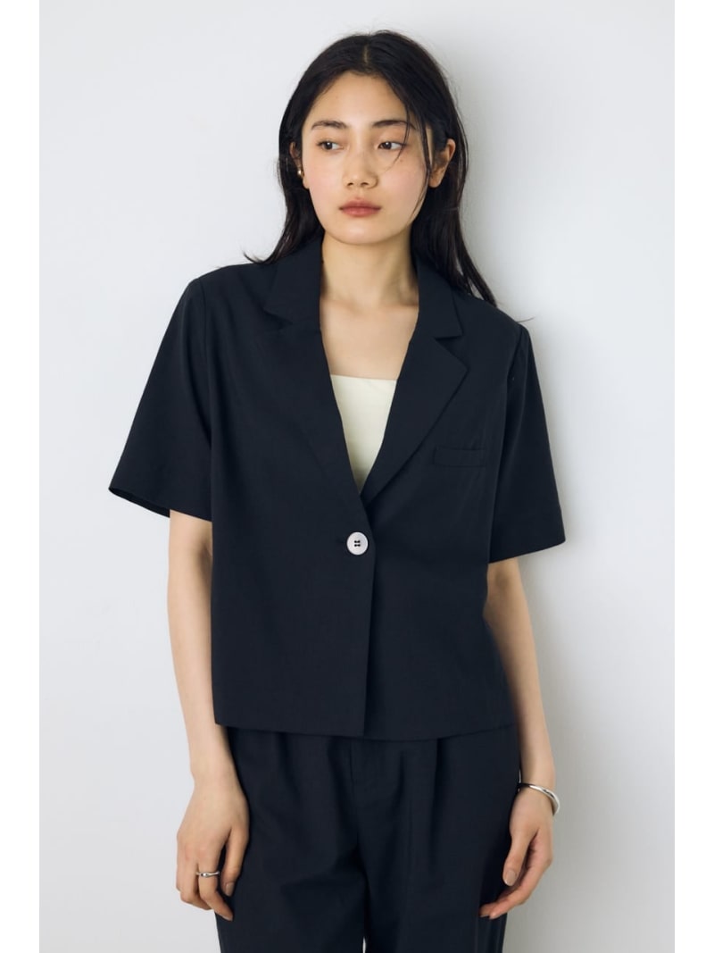 Rakuten - クロップドハーフスリーブジャケット AZUL BY MOUSSY アズールバイマウジー ジャケット・アウター その他のジャケット・アウター ベージュ ブラック【送料無料】[Rakuten Fashion]