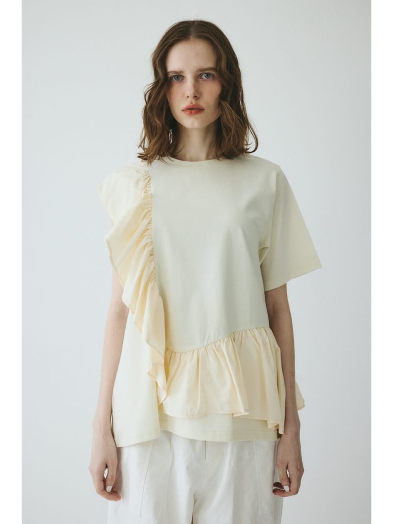 Rakuten - Docking ruffle peplum tops HeRIN.CYE ヘリンドットサイ トップス カットソー・Tシャツ ブラック ホワイト【送料無料】[Rakuten Fashion]