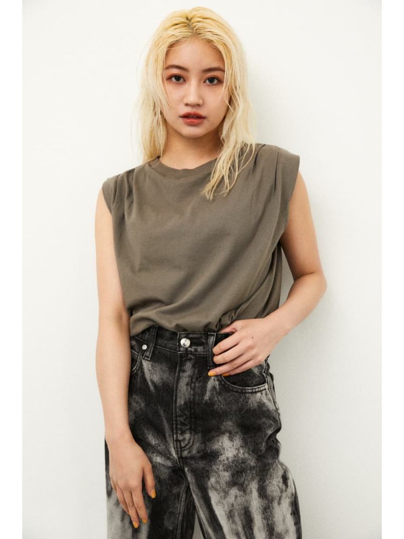 【SALE／50%OFF】SHOULDER TUCK CUT TOPS LAGUA GEM ラグア ジェム カットソー タンクトップ ホワイト ブラック ブラウン【RBA_E】[Rakuten Fashion]