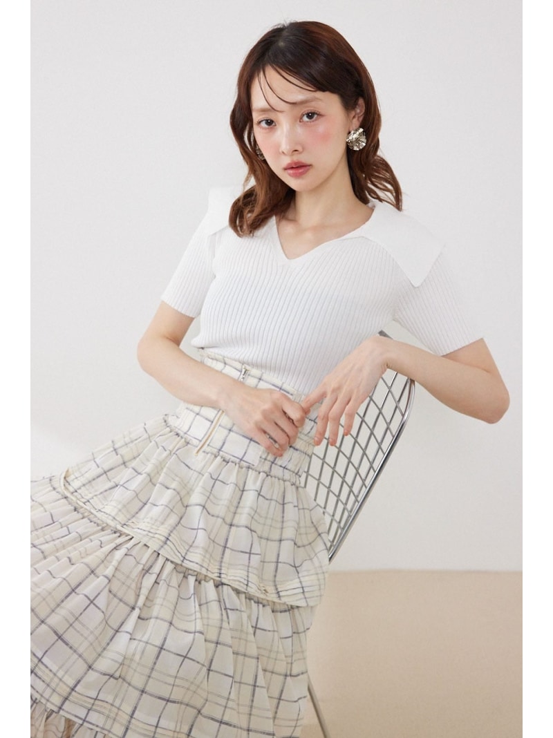 BIGカラーニットトップス rienda リエンダ トップス ニット ブラウン ピンク ホワイト ブラック【送料無料】[Rakuten Fashion]