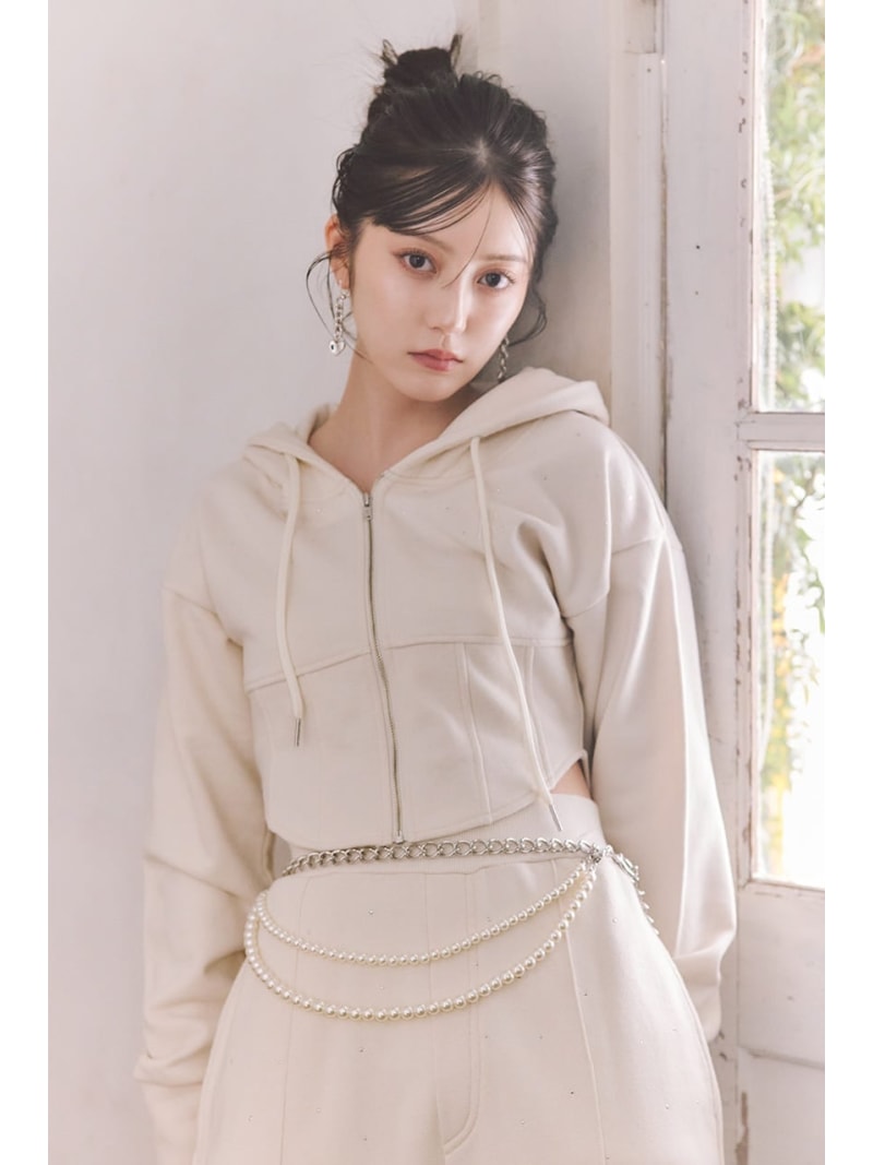 Rakuten - ビスチェディティールフードスウェット rienda リエンダ トップス カットソー・Tシャツ グレー ブラック【送料無料】[Rakuten Fashion]