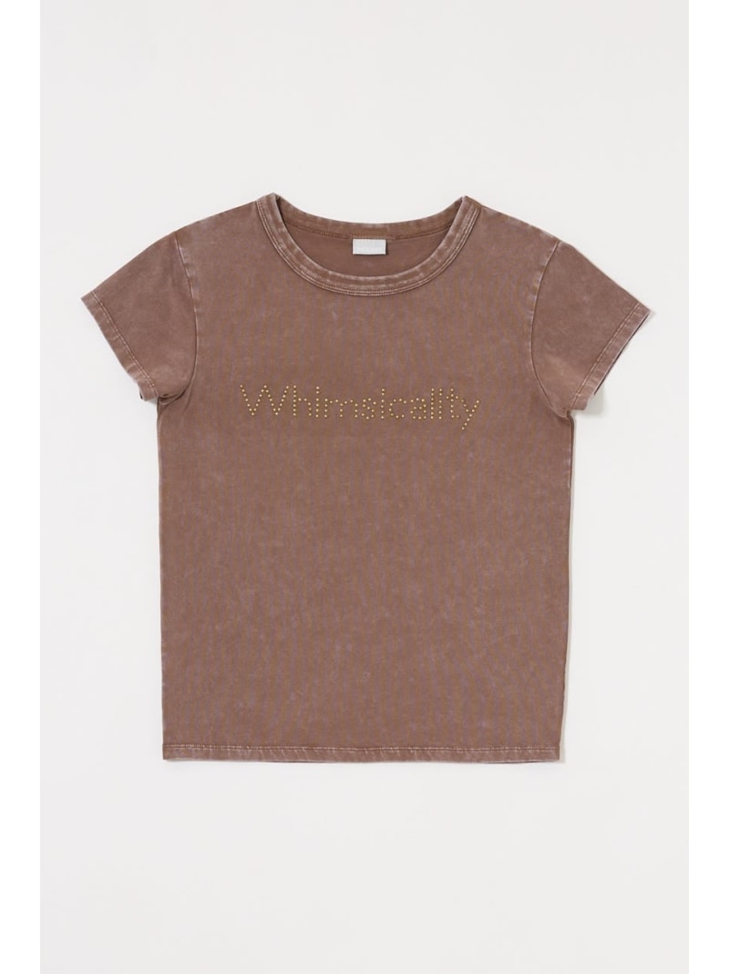 【SALE／50%OFF】STUDS LOGO TEE MOUSSY マウジー トップス カットソー・Tシャツ ブラック ブラウン ホワイト ピンク【RBA_E】[Rakuten Fashion]
