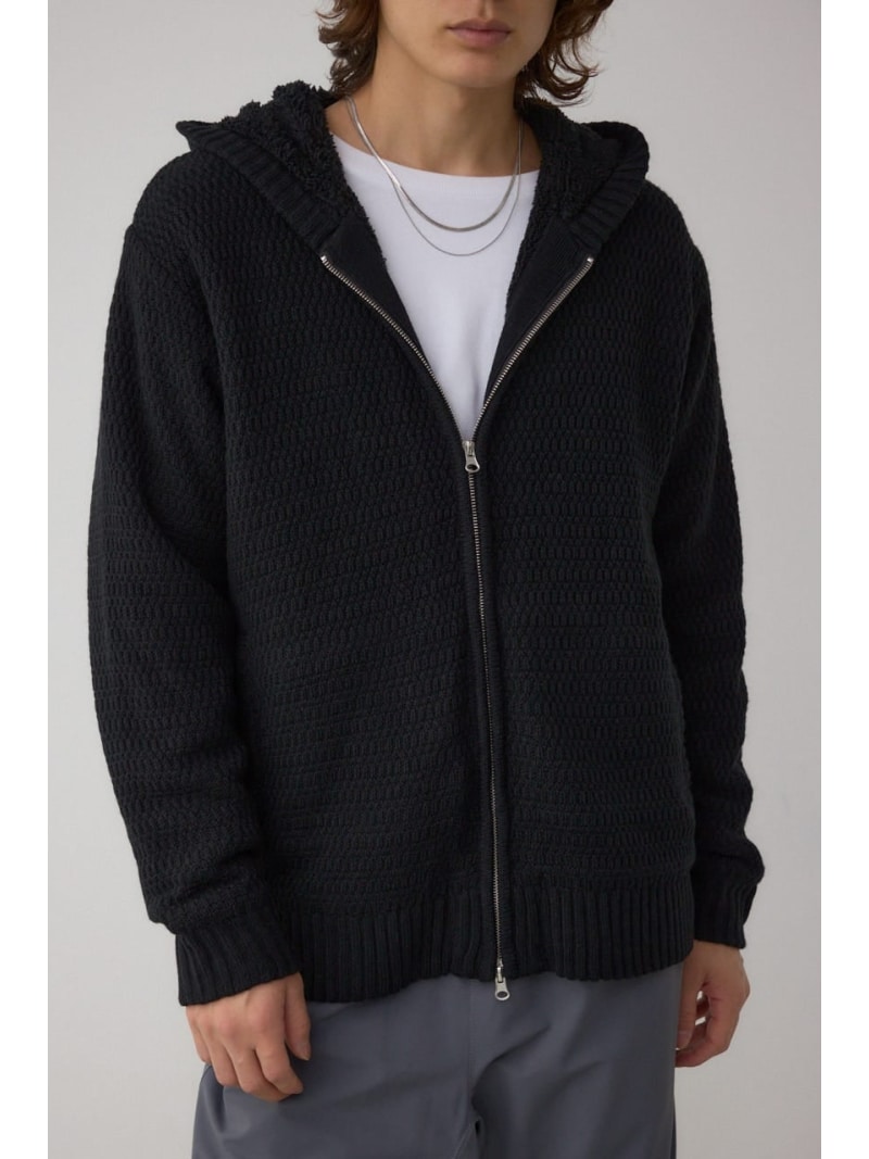 ガーターボアジップニット フーディー AZUL BY MOUSSY アズールバイマウジー トップス スウェット・ト..