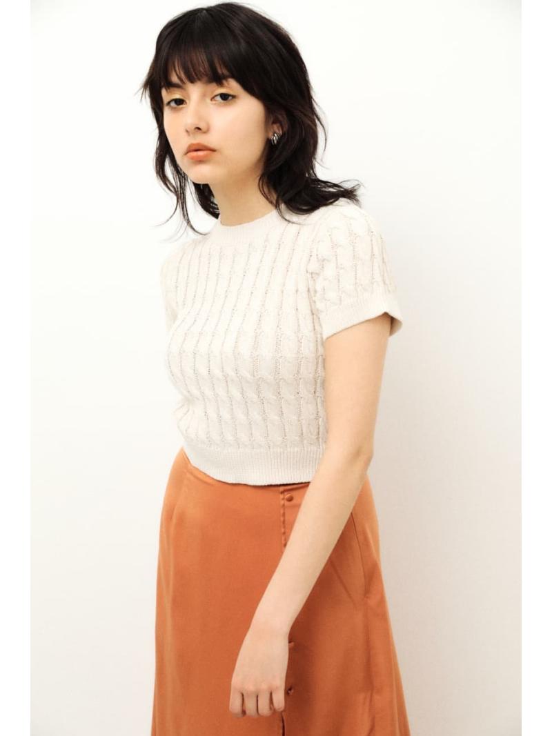 【SALE／30%OFF】CABLE LIGHT KNIT TOPS LAGUA GEM ラグア ジェム トップス ニット ホワイト ブラウン【RBA_E】[Rakuten Fashion]のサムネイル