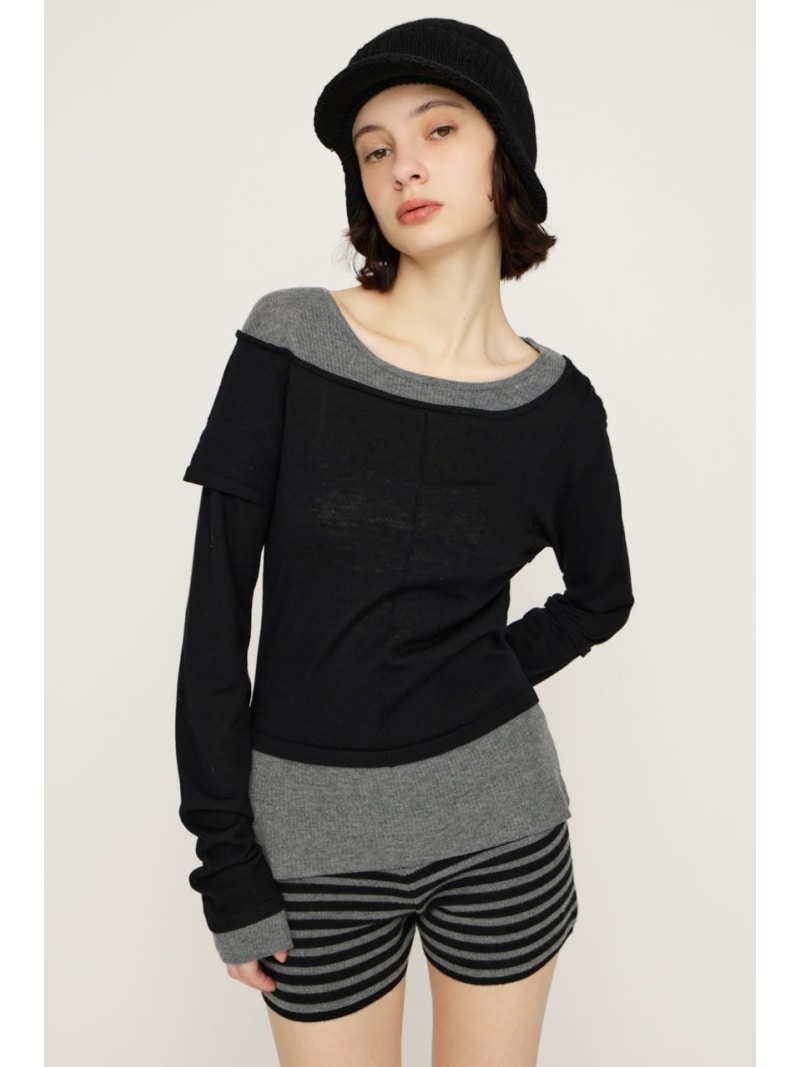 【SALE／20%OFF】LAYERED KNIT トップス SLY スライ トップス ニット ブラック グレー【RBA_E】【送料無料】[Rakuten Fashion]