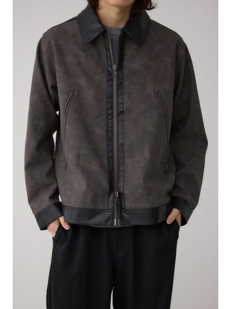 切替合皮ブルゾン AZUL BY MOUSSY アズールバイマウジー ジャケット・アウター ブルゾン・ジャンパー ブラック【送料無料】[Rakuten Fashion]