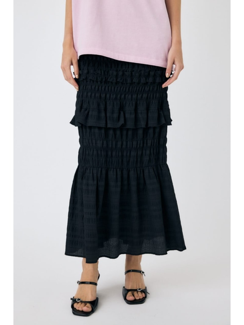 【SALE／40%OFF】SHIRRING LONG スカート MOUSSY マウジー スカート ロング・マキシスカート ブラック ホワイト【RBA_E】【送料無料】[Rakuten Fashion]