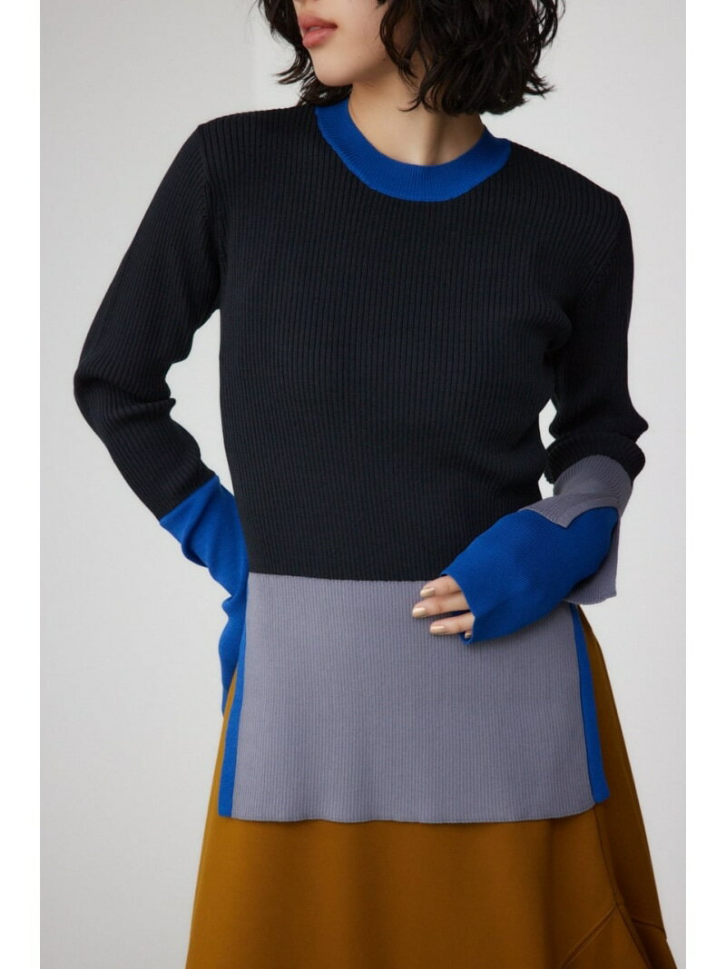 樂天商城 - 【SALE／40%OFF】【PLUS】カラーブロッキングリブニット AZUL BY MOUSSY アズールバイマウジー トップス ニット グレー イエロー ブラック【RBA_E】【送料無料】[Rakuten Fashion]