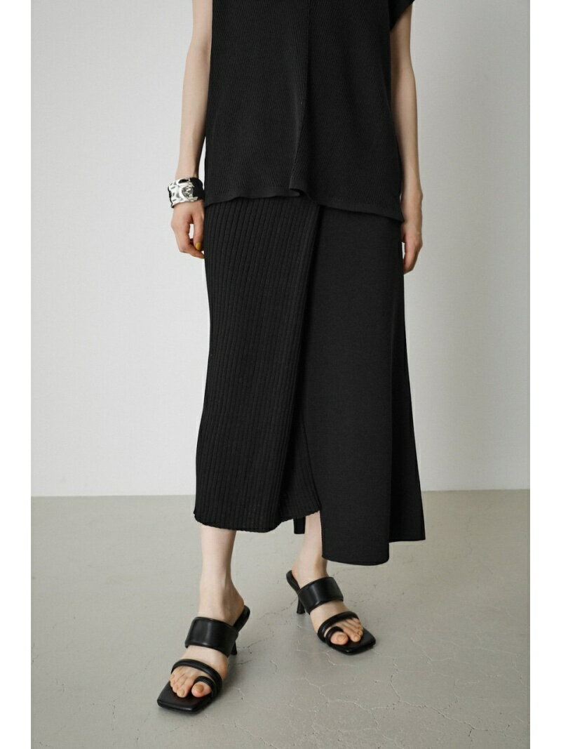 【SALE／50%OFF】RANDOM RIB KNIT WRAP SKIRT AZUL by moussy アズールバイマウジー スカート ロングスカート ブラック グリーン ベージュ【RBA_E】[Rakuten Fashion]