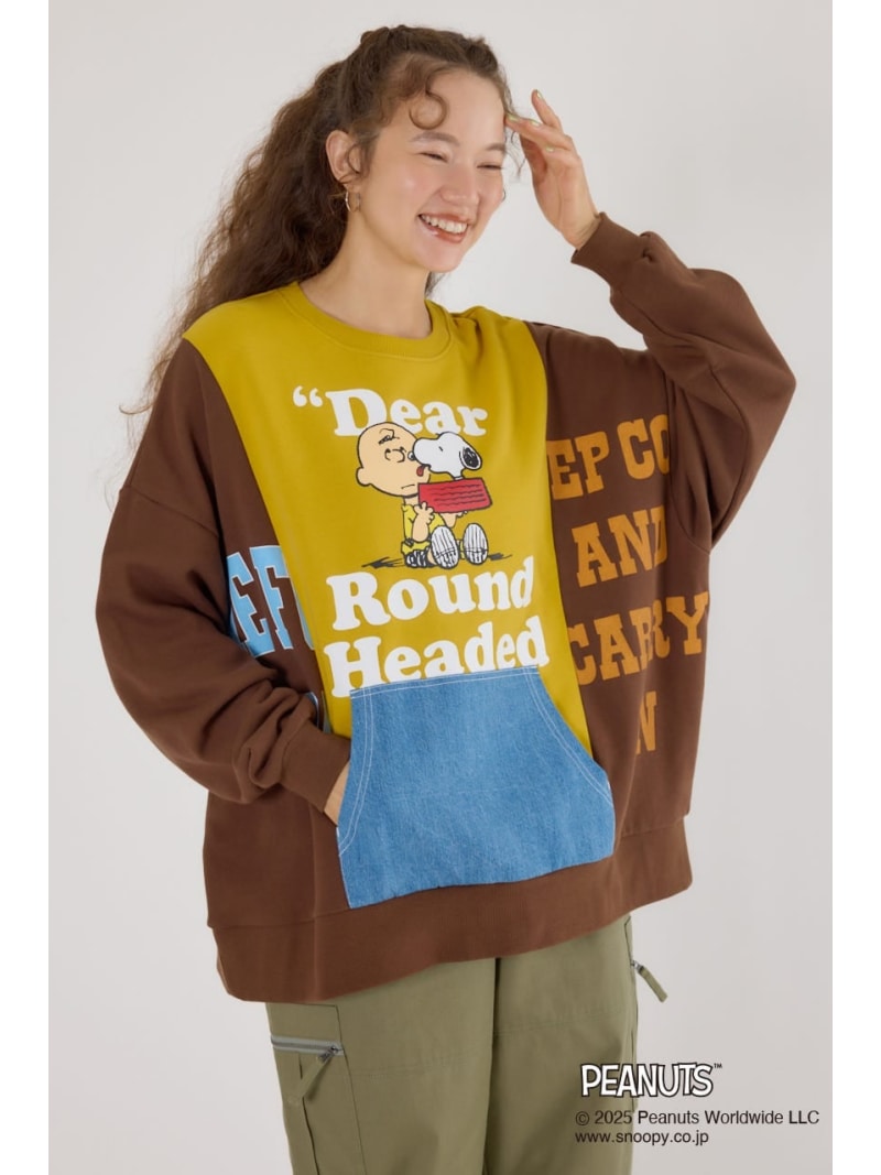Rakuten - (PEANUTS) カスタムスウェットトップス RODEO CROWNS WIDE BOWL ロデオクラウンズワイドボウル トップス スウェット・トレーナー ブラウン【送料無料】[Rakuten Fashion]